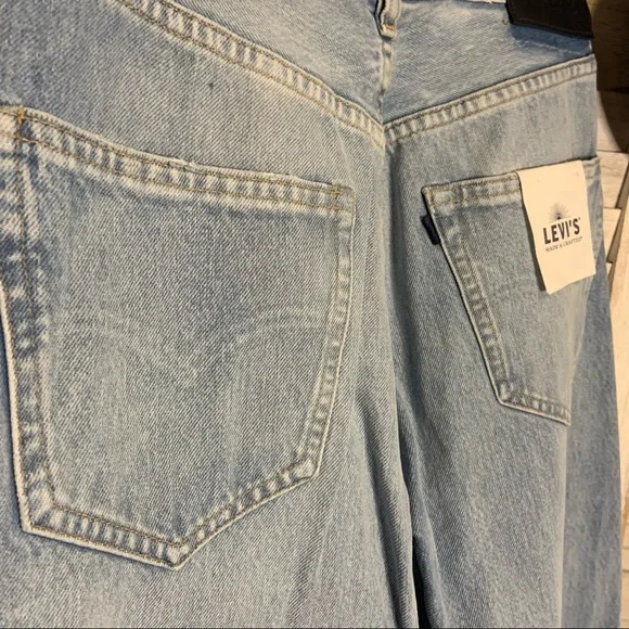 Levi’s Made and Crafted Unique Split Leg Mid Rise Light Wash Bleached Jeans New
